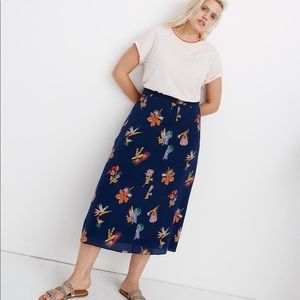 Madewell silk atrium skirt bird of paradise print